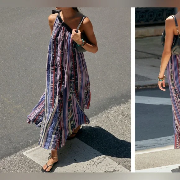 NWOT Free People Tova Maxi Dress - deep ocean combo - large - Picture 2 of 9